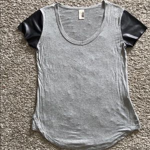 Faux leather sleeve top